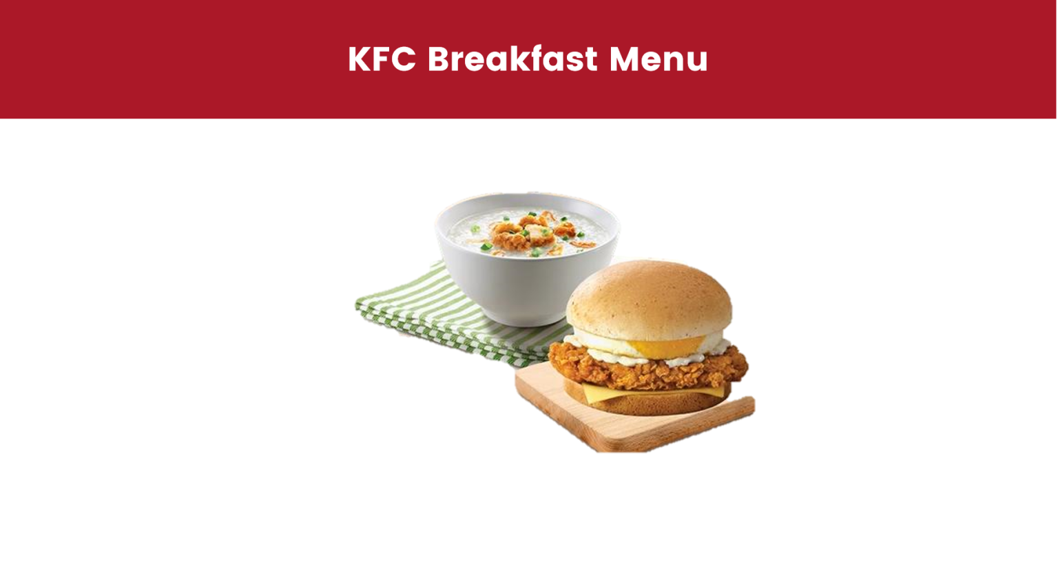 New KFC Breakfast Menu - KFC Menu