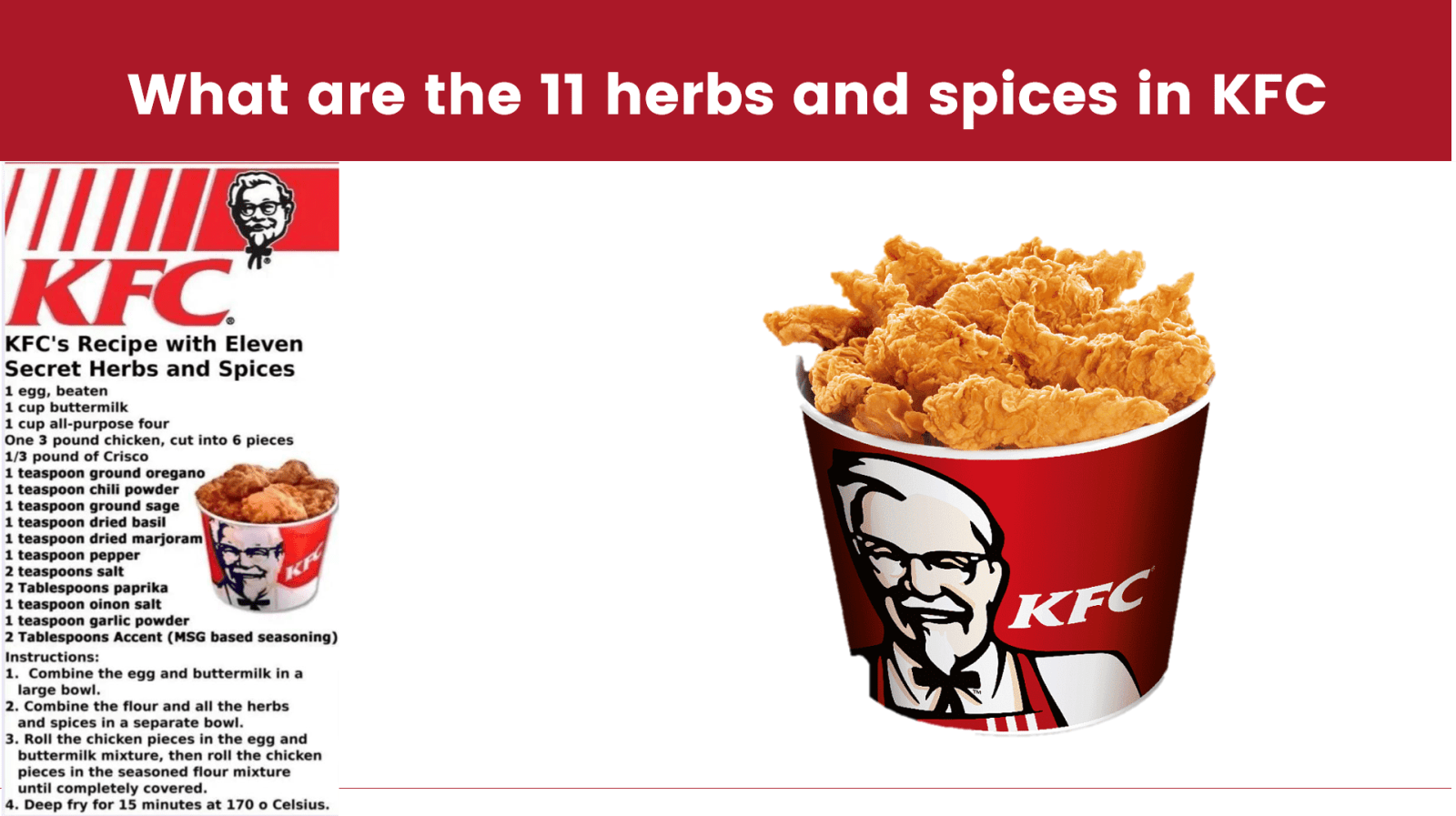 What are the 11 herbs and spices in KFC,How many herbs and spices in KFC